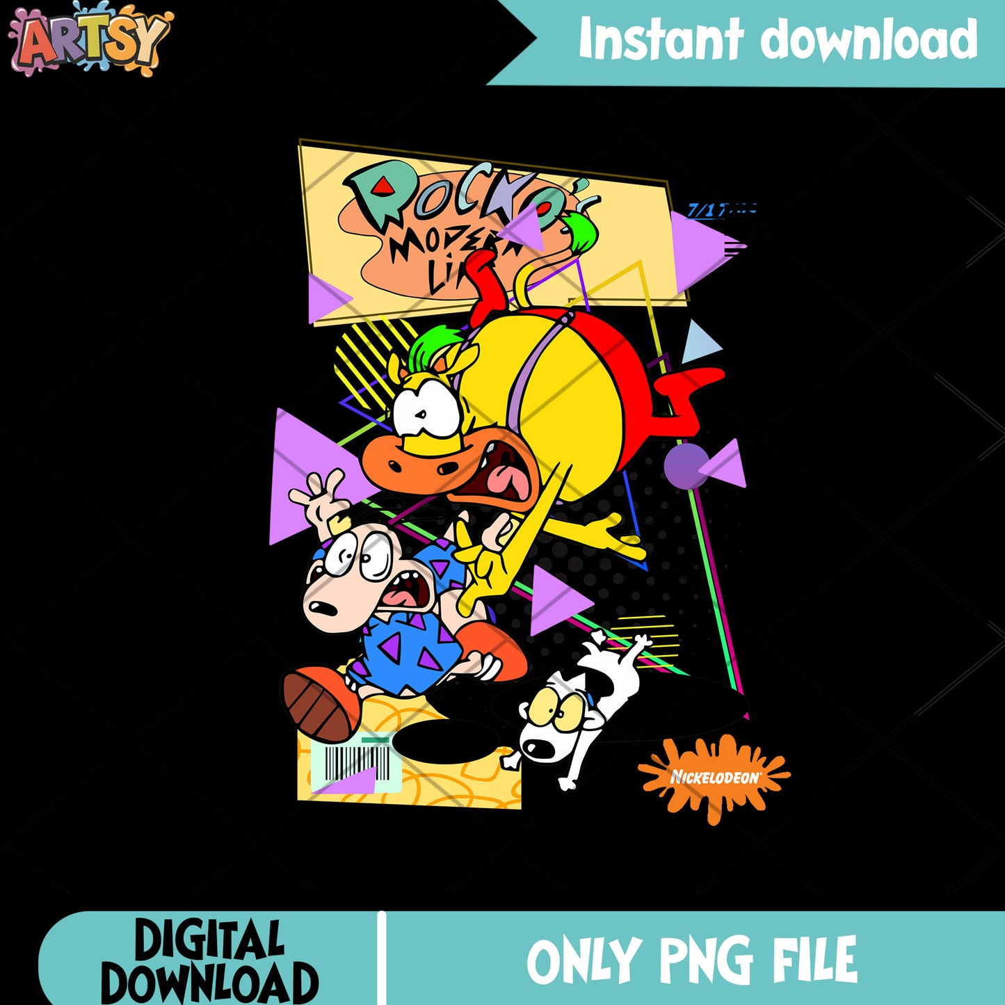 Bull falling to the dog png, 90s style png, Rocko's Modern Life png
