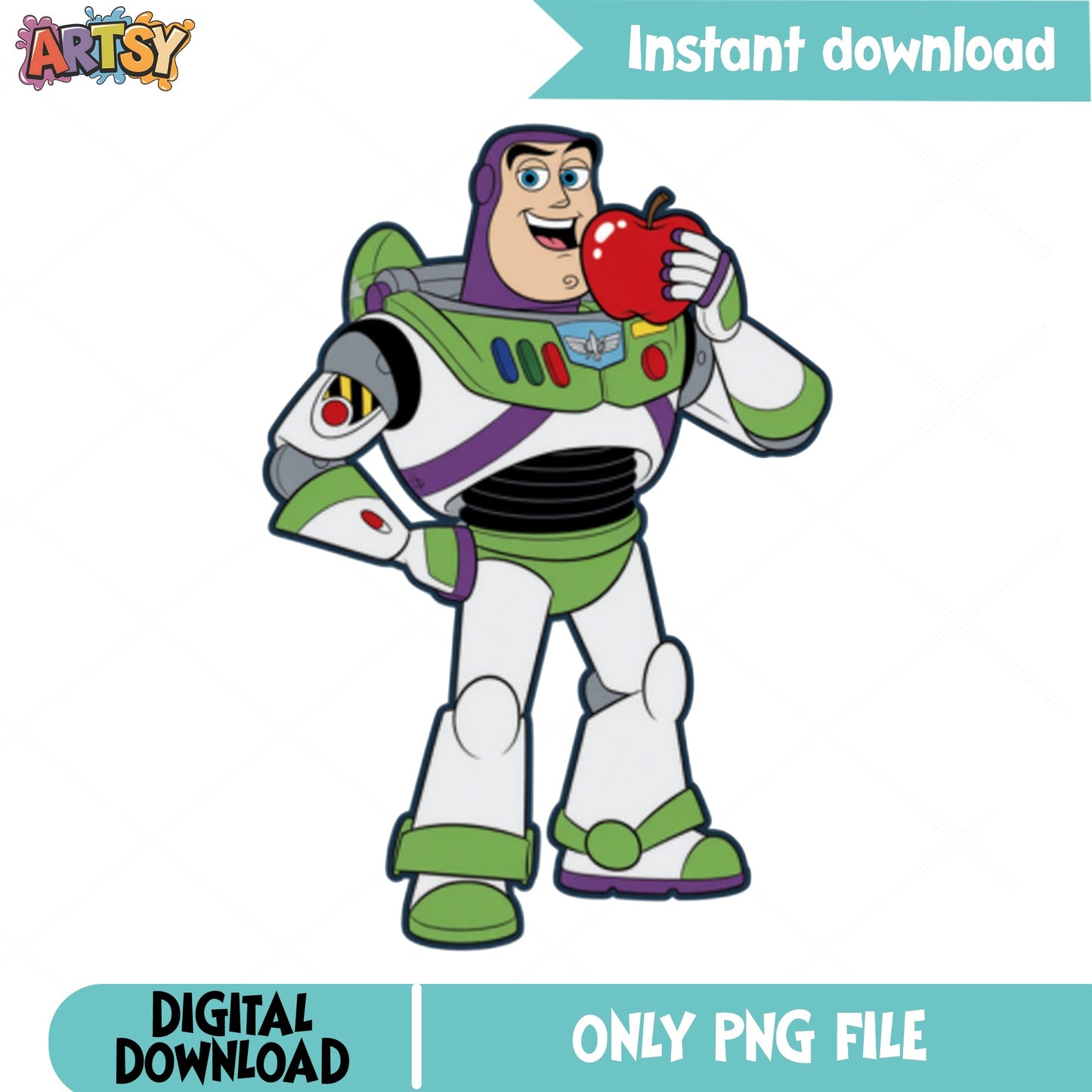 Buzz Lightyear With Apple PNG, Toy Story PNG, Disney PNG