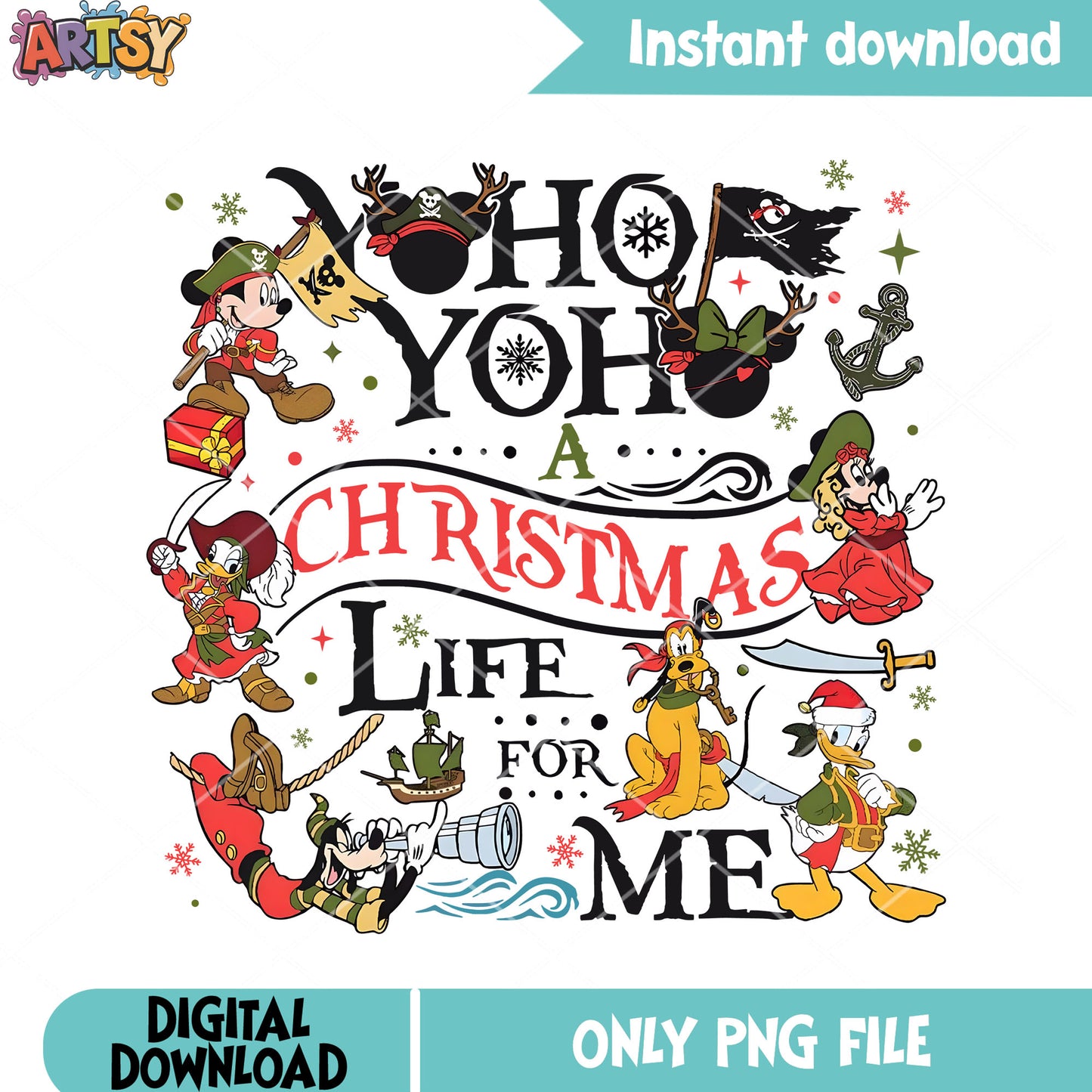 Captain christmas disney png, mickey and friends png, christmas png