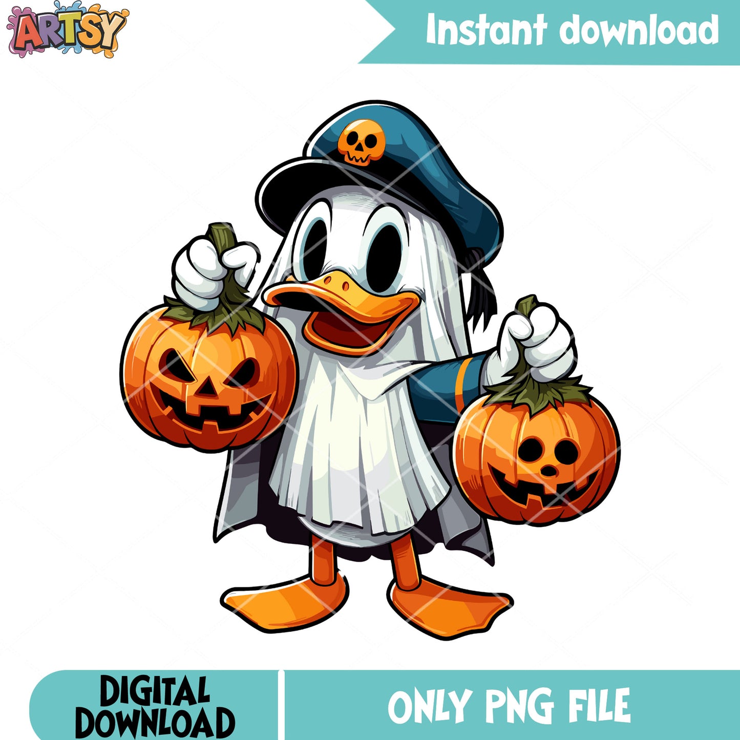 Captain donald duck png, jack o lantern png, disney halloween png
