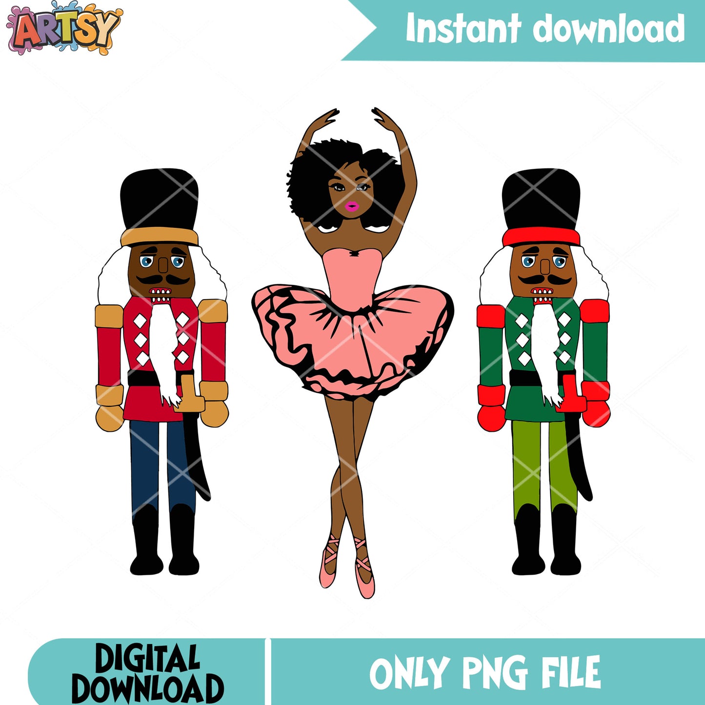 Carla girl and toy soldier png, nutcracker png, christmas decor png