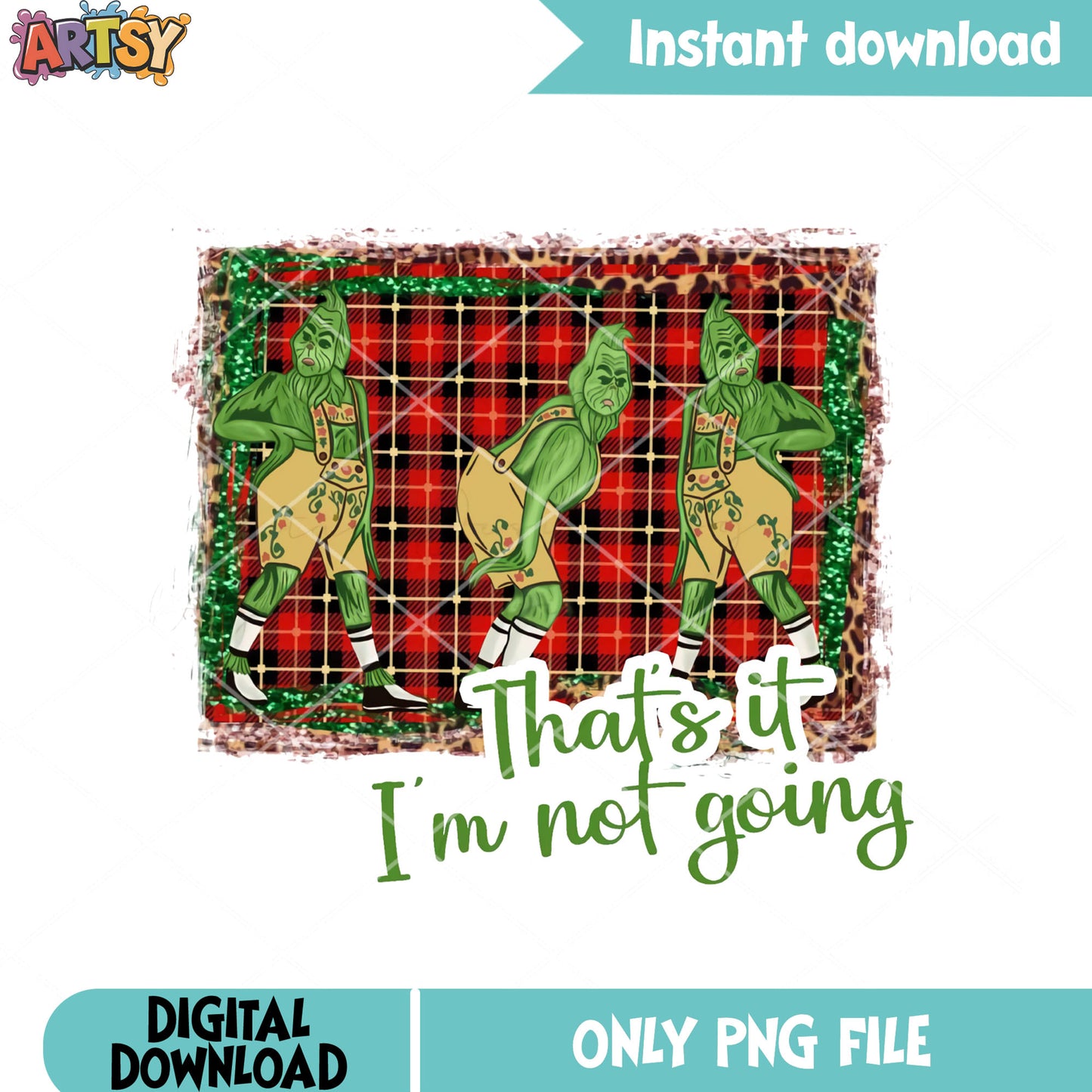 Caro pattern grinchy xmas png, christmas cards png, ugly faces png