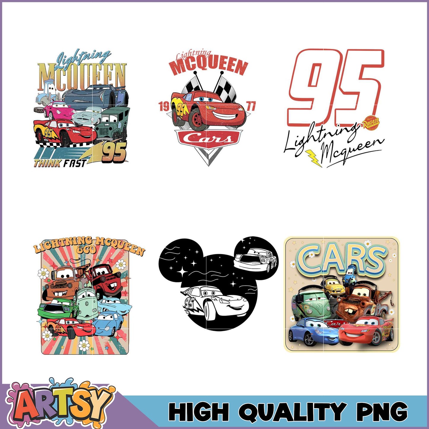 Cars PNG Bundle Lightning McQueen Designs