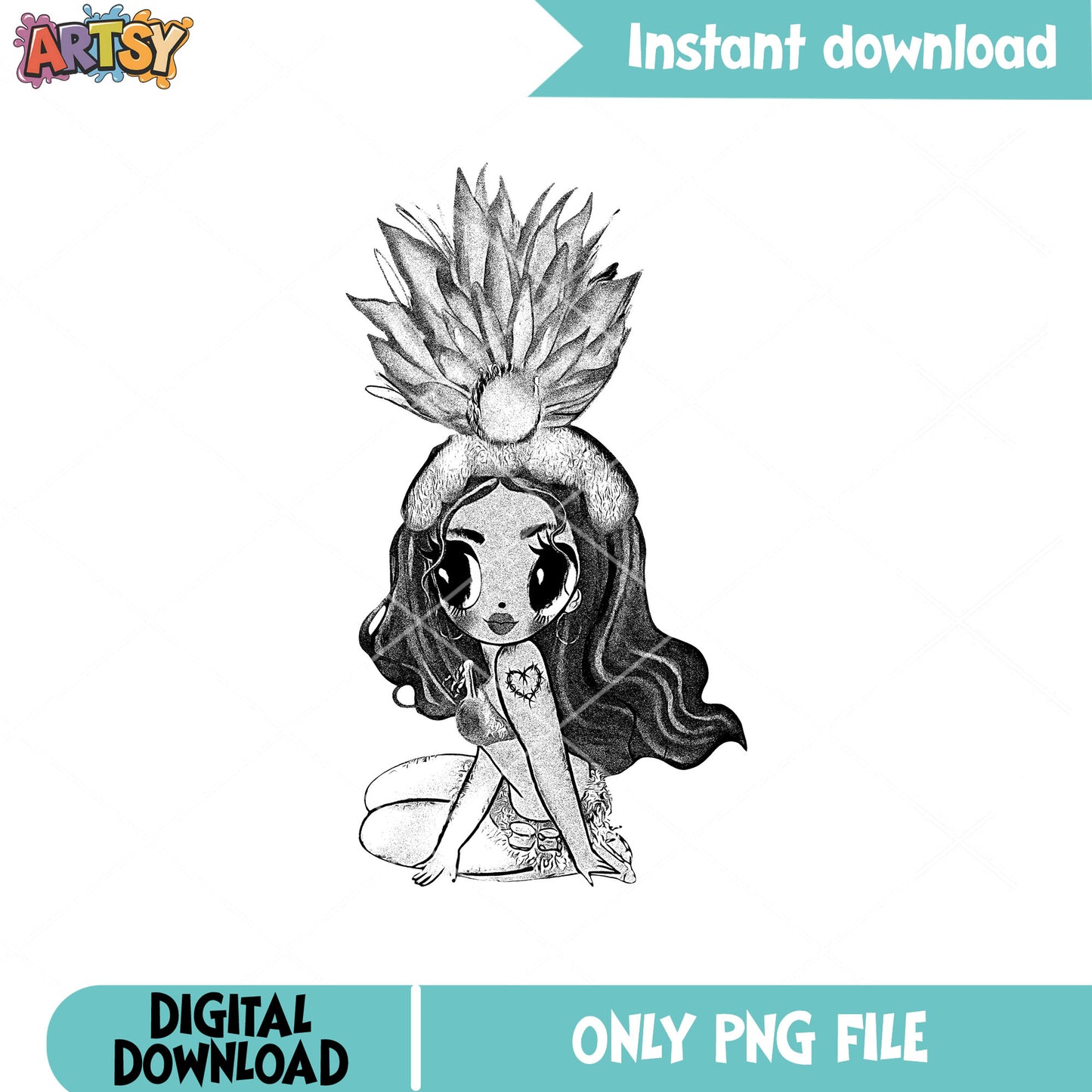 Cartoon karol g cute png, karol g singer png, karol g cartoon png