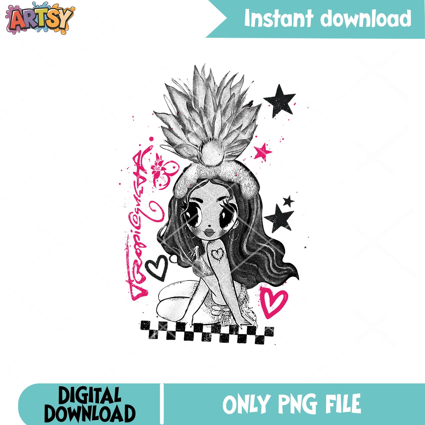 Cartoon karol g tropicoqueta png, karol g singer png, karol g cartoon png