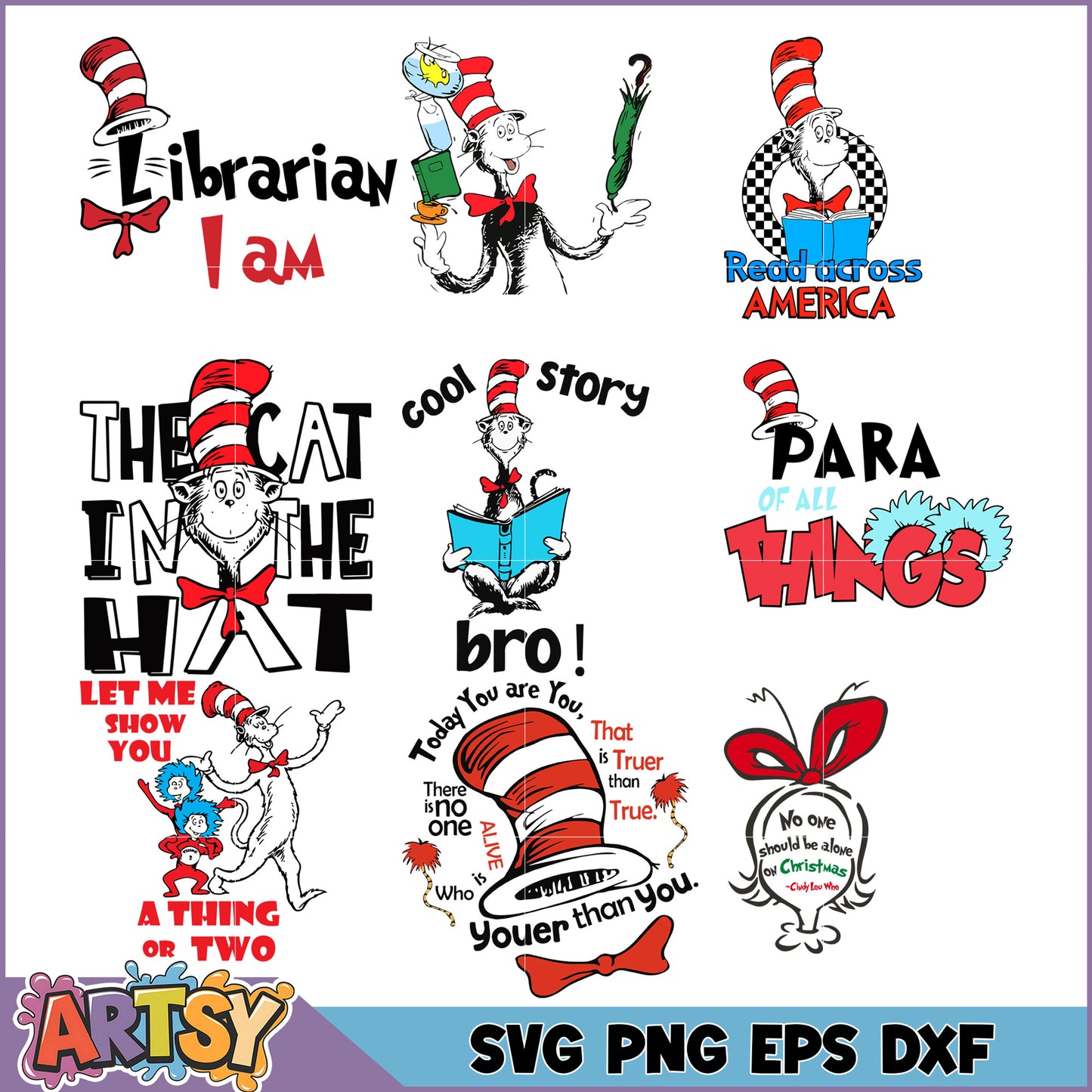Cat in the Hat SVG Bundle Quotes & Designs