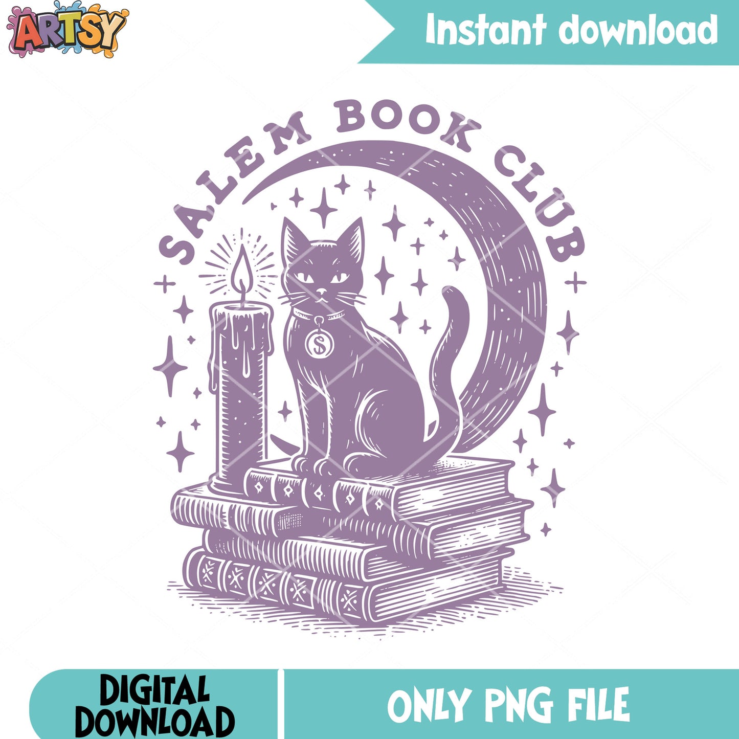 Cat on the pipe of book png, fire candle png, witch halloween png