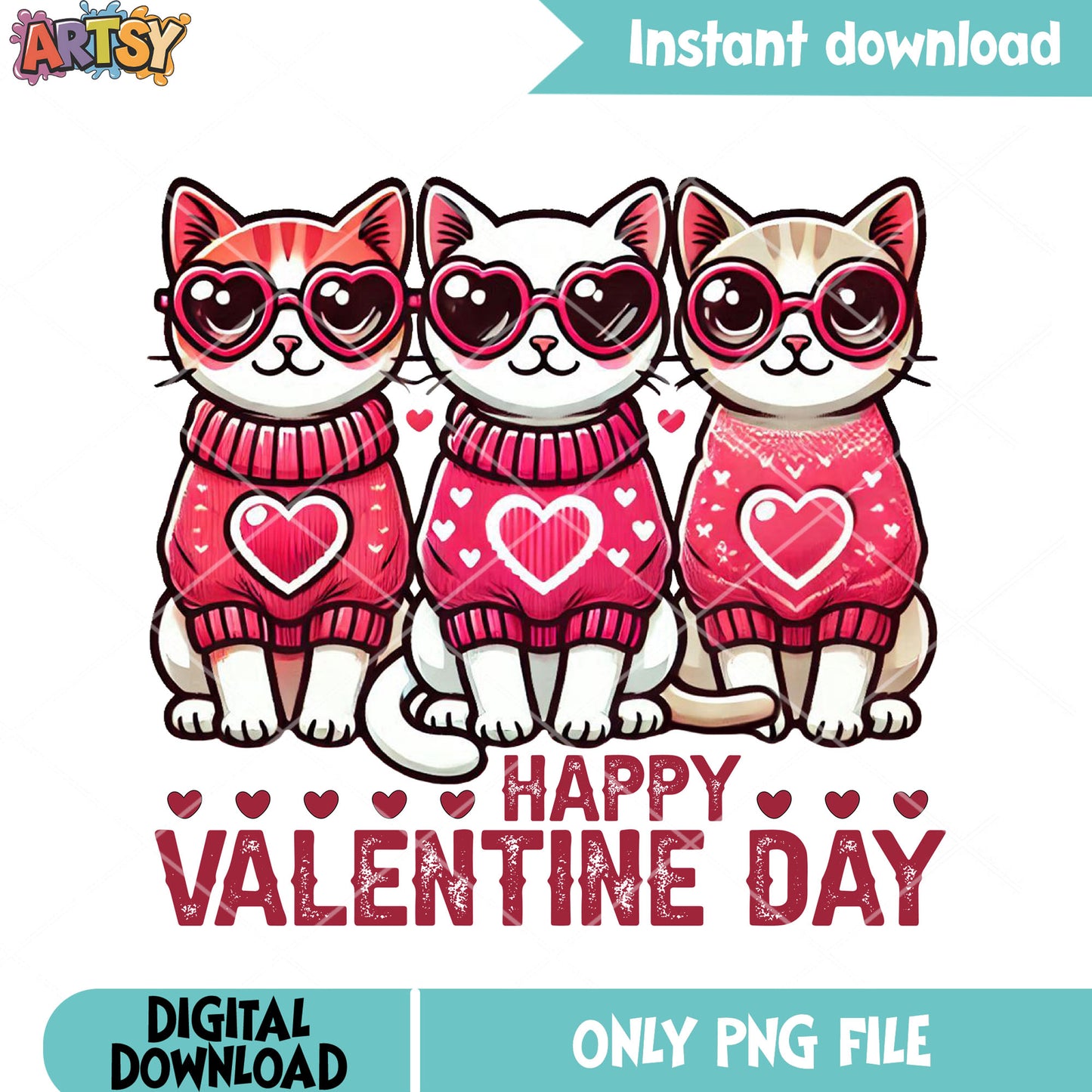 Cat valentines crew png, valentines poster png, valentines cat png