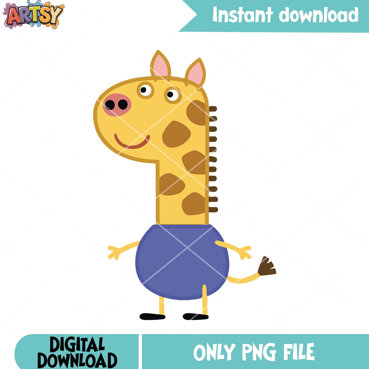 Character gernad giraffe png, show for kids png, peppa pig cartoon png