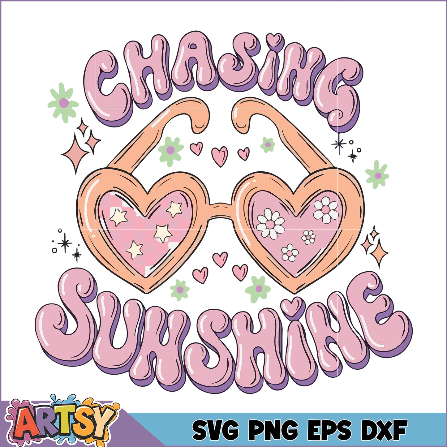 Chasing Sunshine SVG Design Heart Sunglasses