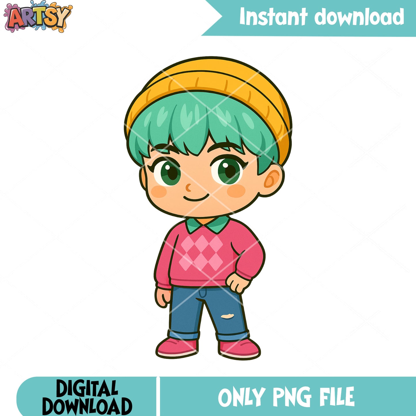 Chibi baby stand pose png, baby saja png, saja boys band png
