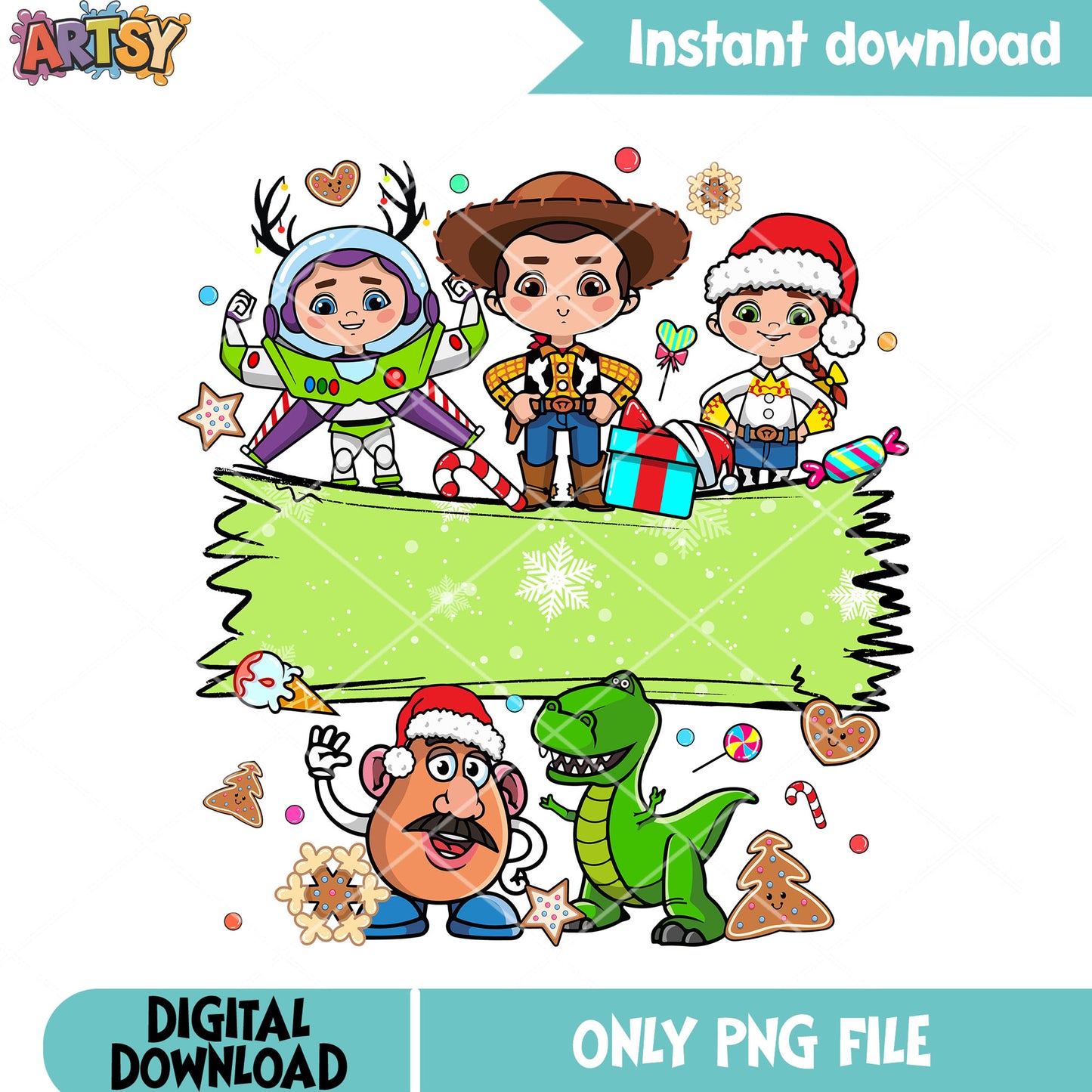 Chibi disney toy story xmas png, merry christmas png, toy story 2 png