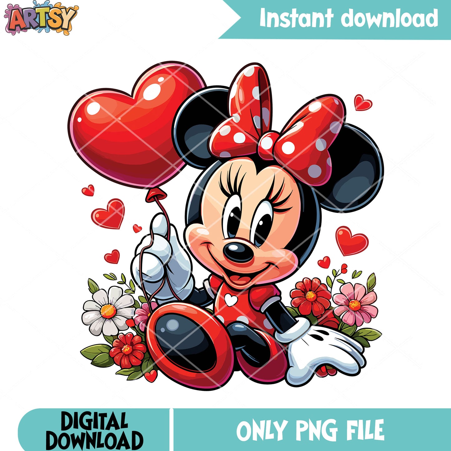 Chibi minnie poster valentines png, minnie mouse png, disney valentines png