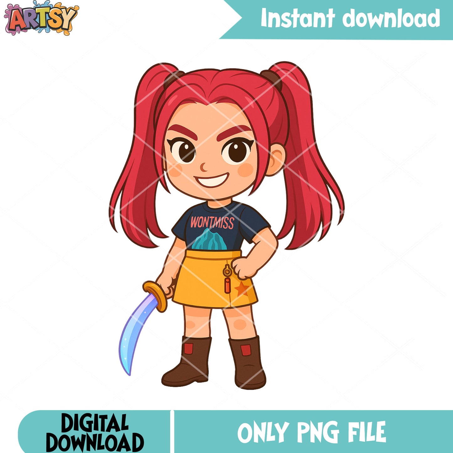 Chibi mira standing hunters png, mira kpop png, kpop huntrix png