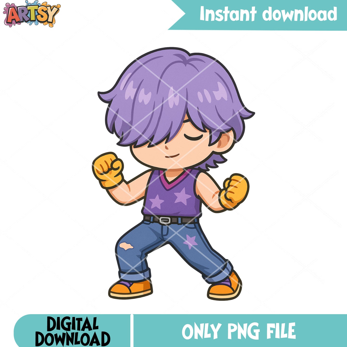 Chibi mystery fight pose png, mystery saja png, kpop hunters png