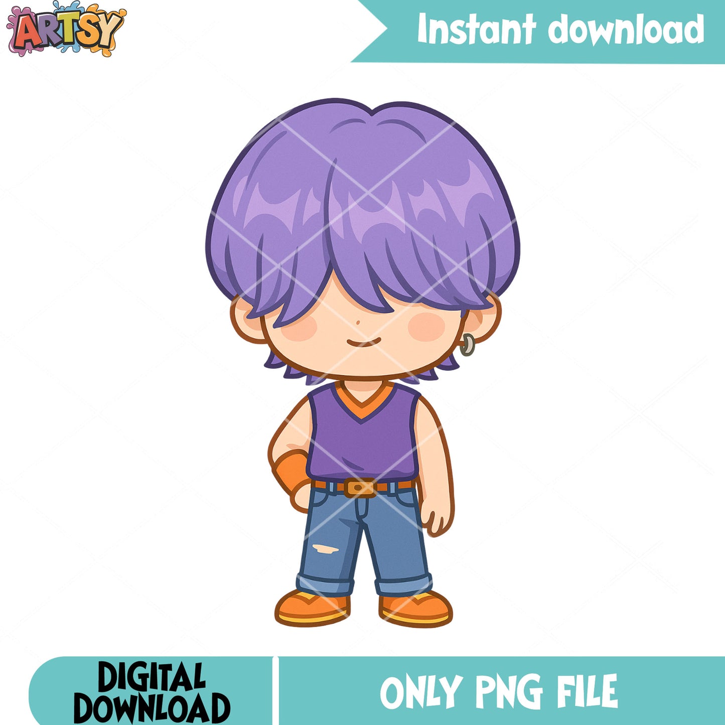 Chibi mystery stand pose png, mystery kpop png, kpop hunters png