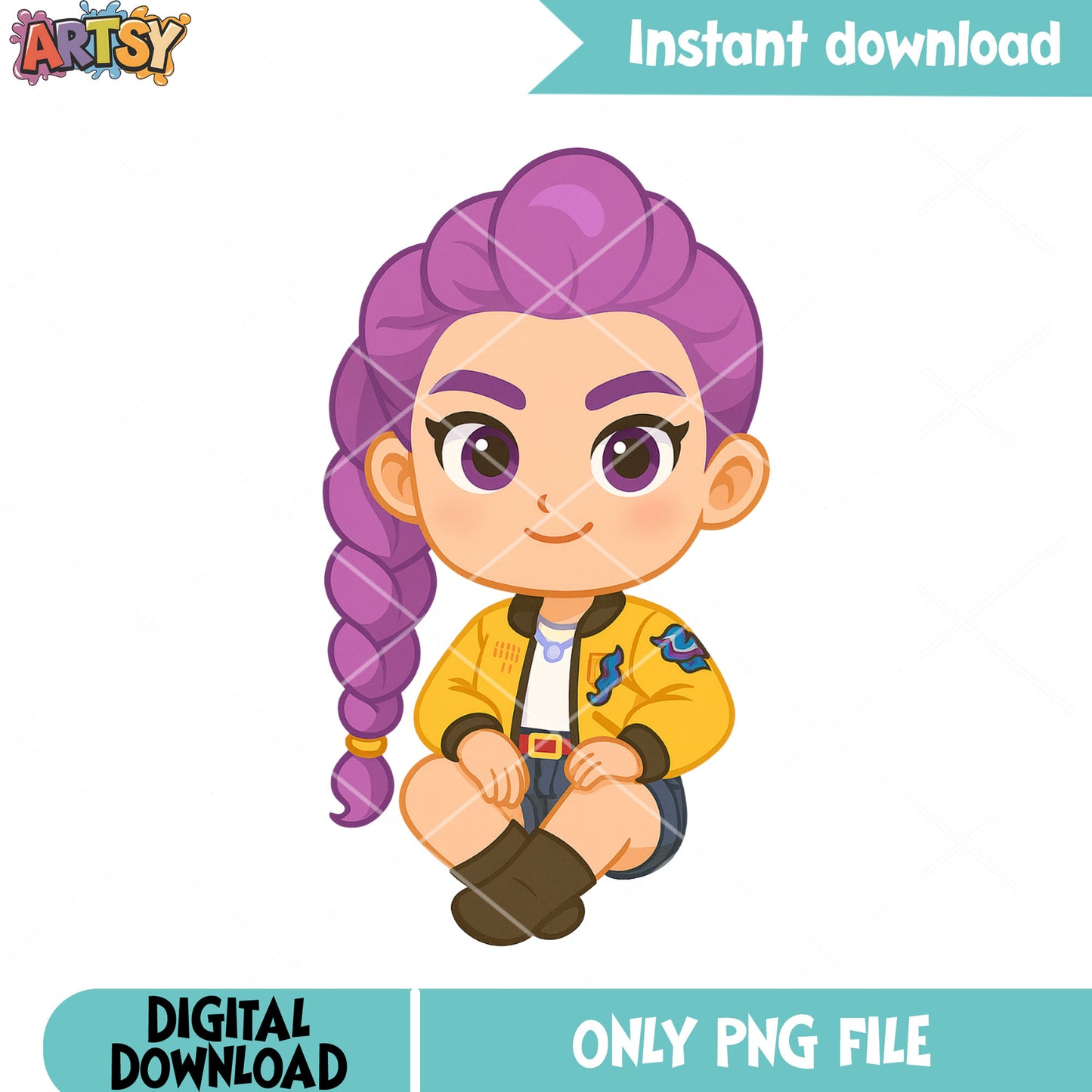 Chibi rumi sitting ground png, rumi huntrix png, kpop hunters png