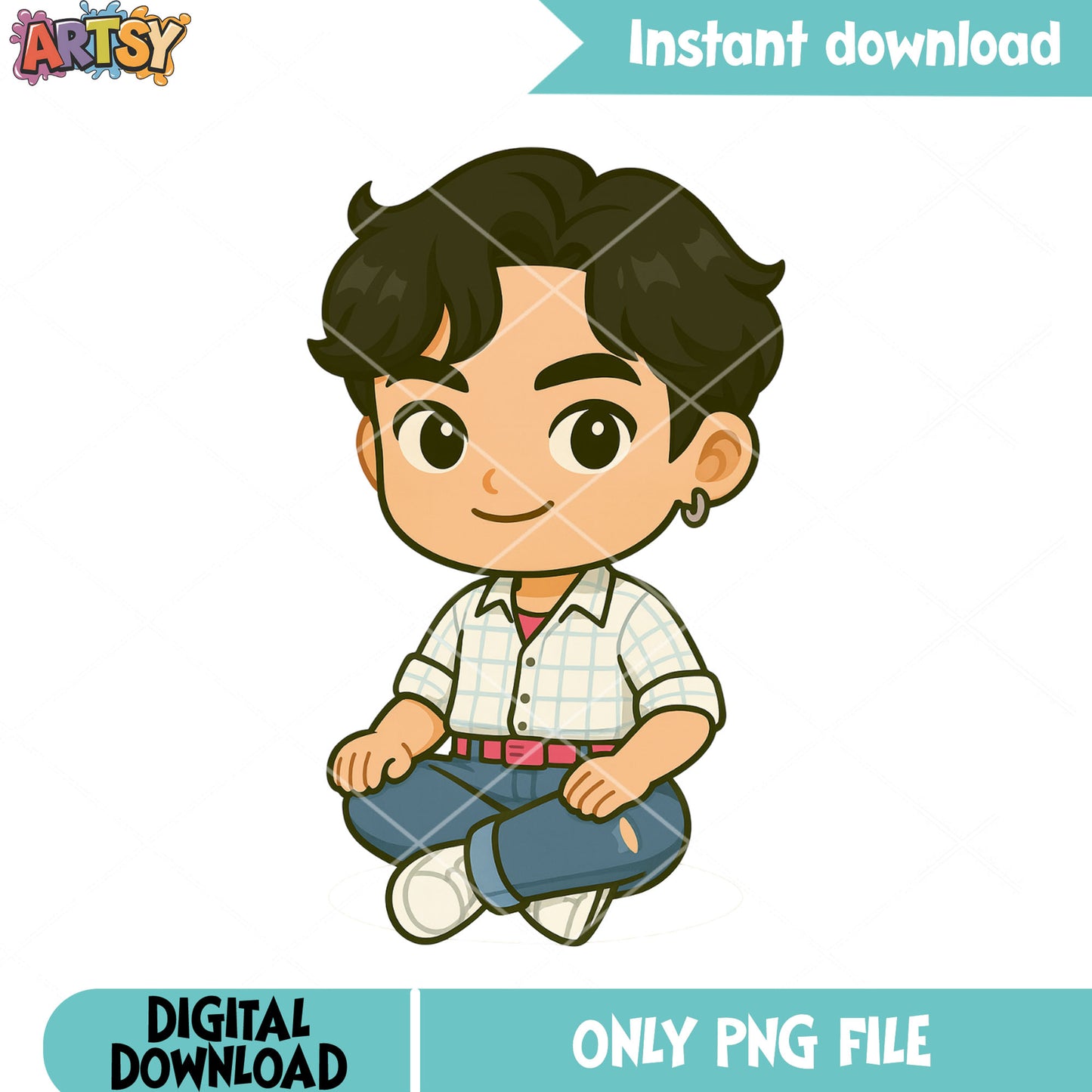 Chibi sitting pose jinu png, jinu saja png, saja boys band png