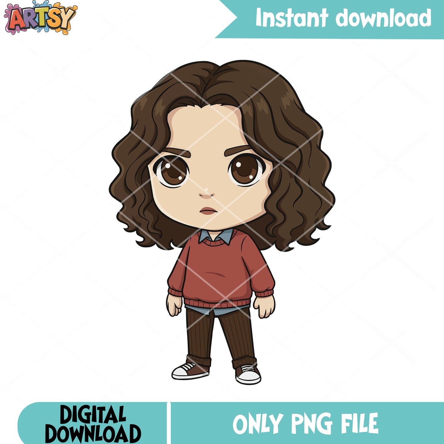 Chibi stranger joyce png, stranger things png, horror character png