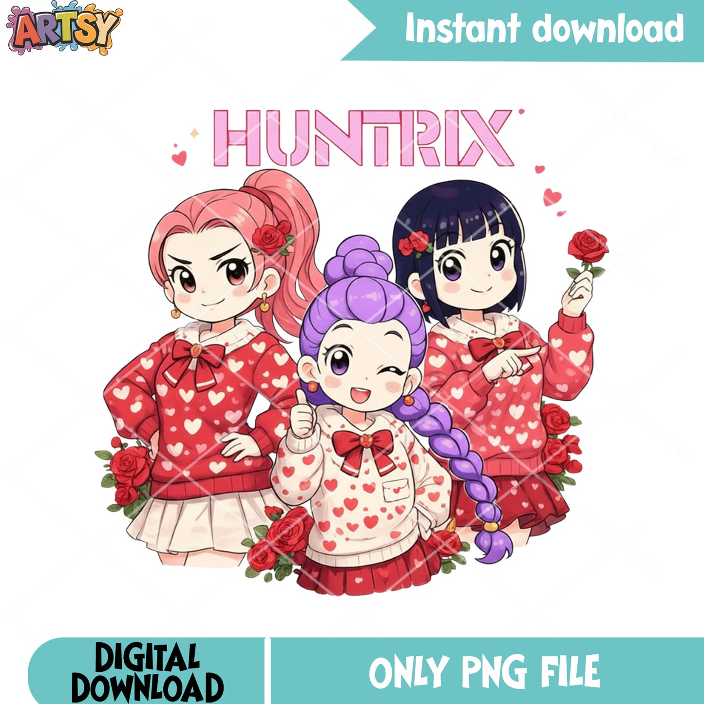 Chibi valentines kpop huntrix png, valentines png, valentines season png