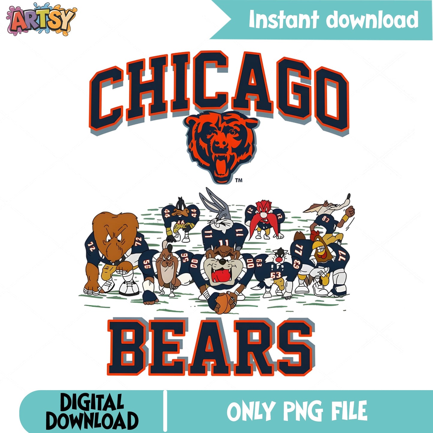 Chicago Bears Looney Tunes PNG, NFL Football PNG, Bears PNG