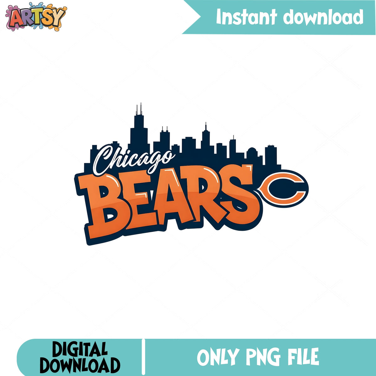Chicago Bears PNG, NFL Football Skyline Design, Bears PNG