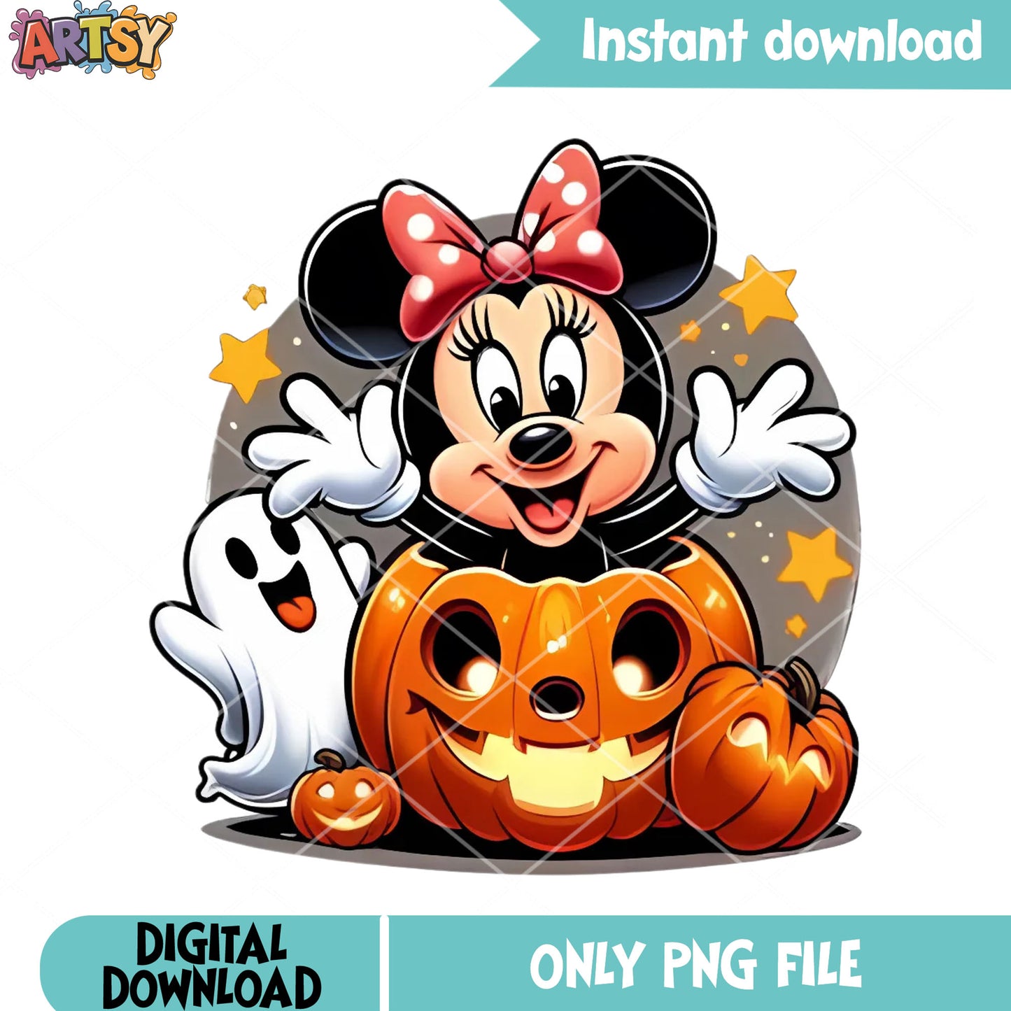 Children minnie cute art png, jack o lantern png, ghost baby png