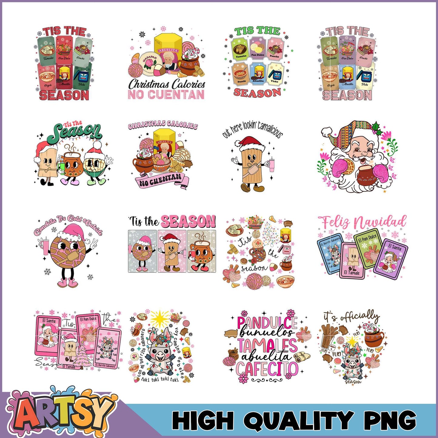 Christmas PNG Bundle Cute Mexican Holiday Designs