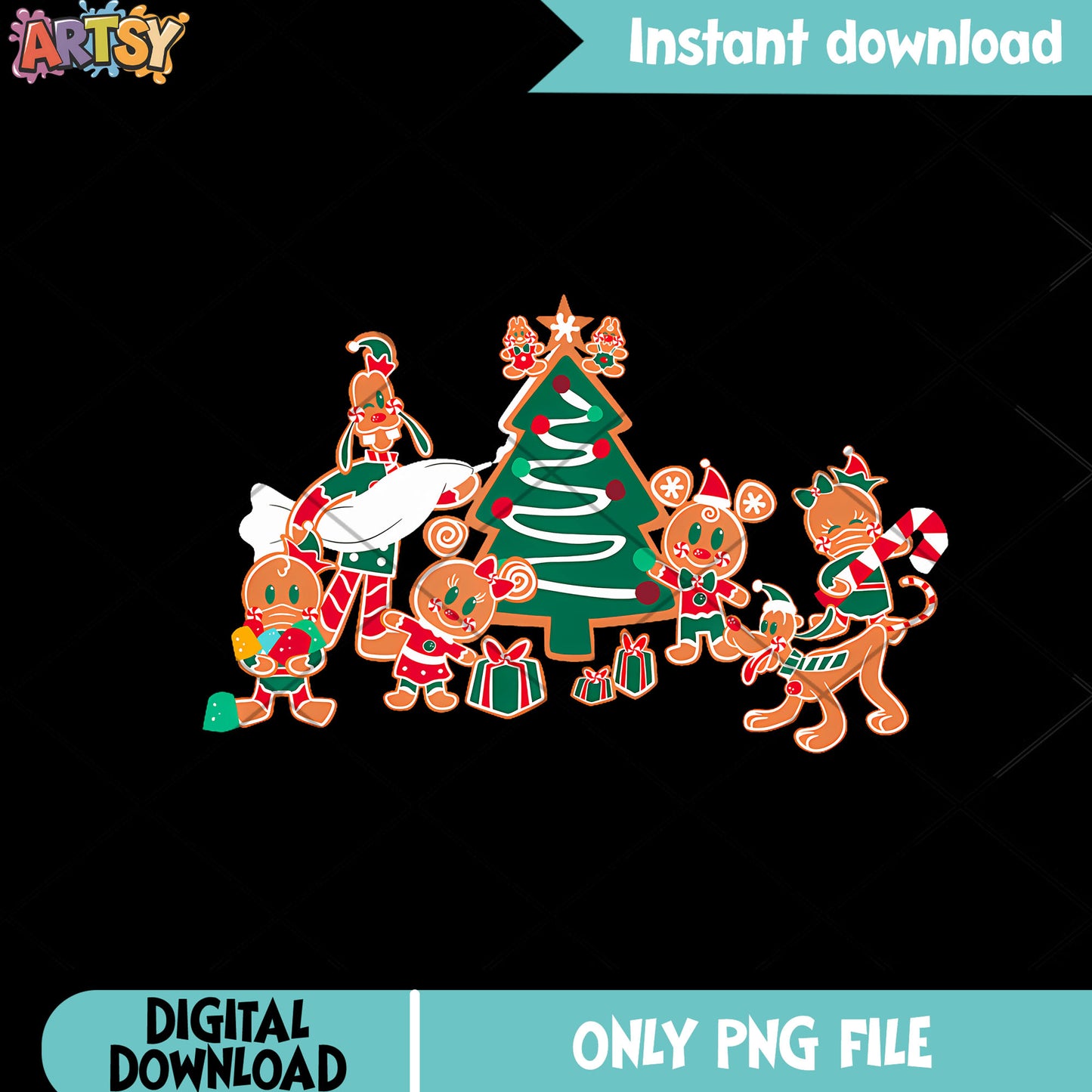 Christmas cookies party png, Christmas tree png, mickey and friends png