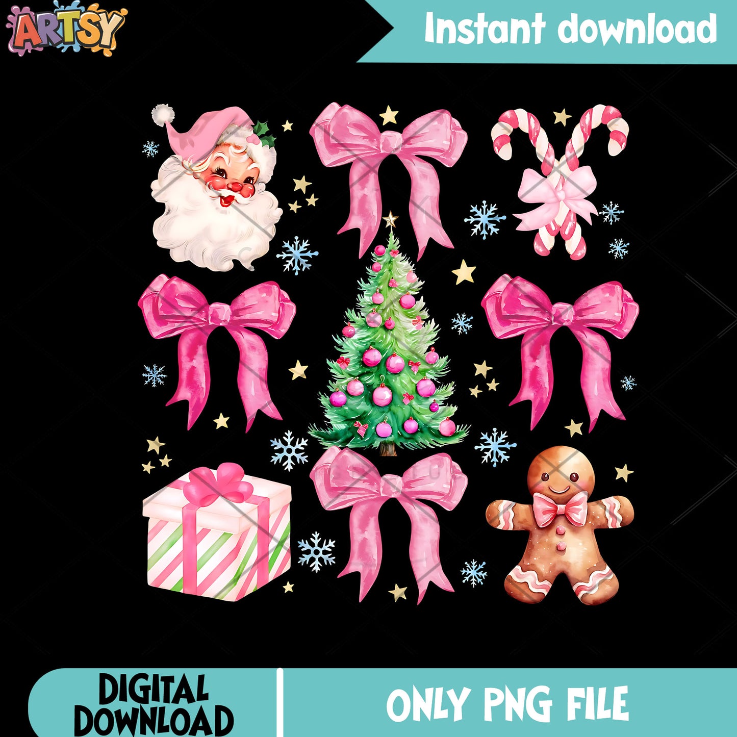 Christmas decorations png, christmas painting png, cady cane png