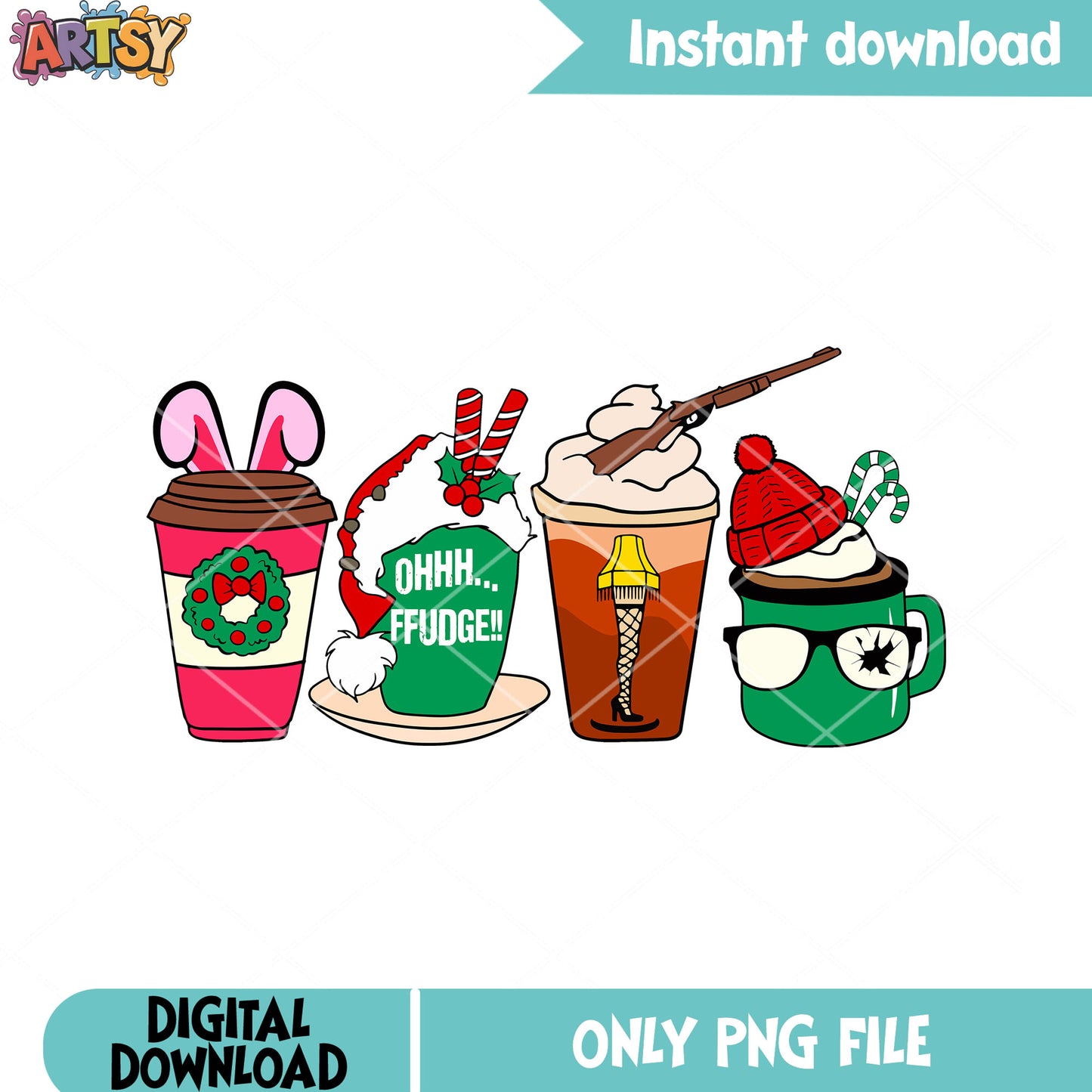 Christmas drink xmas png, christmas coffee png, a christmas story png
