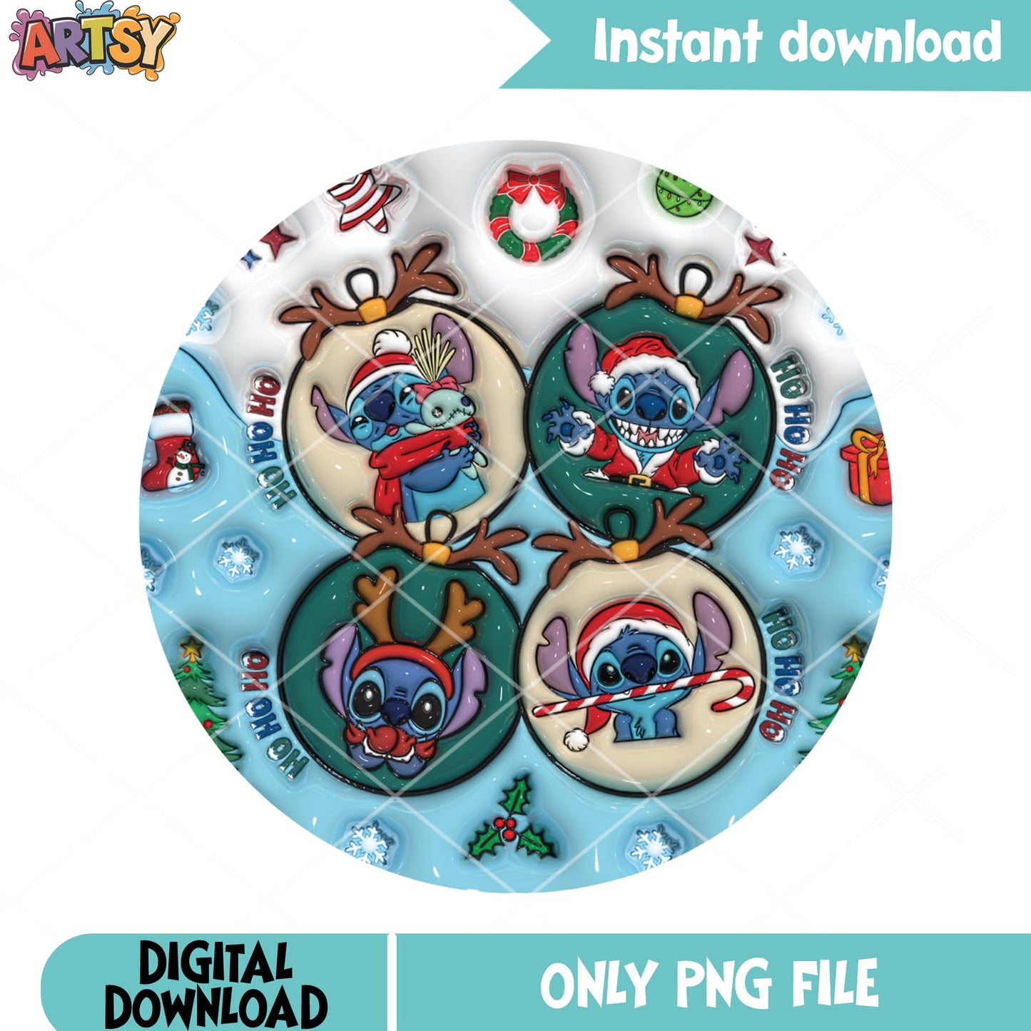 Christmas expressions blue png, bauble scrump png, cute blue alien png - Copy - Copy
