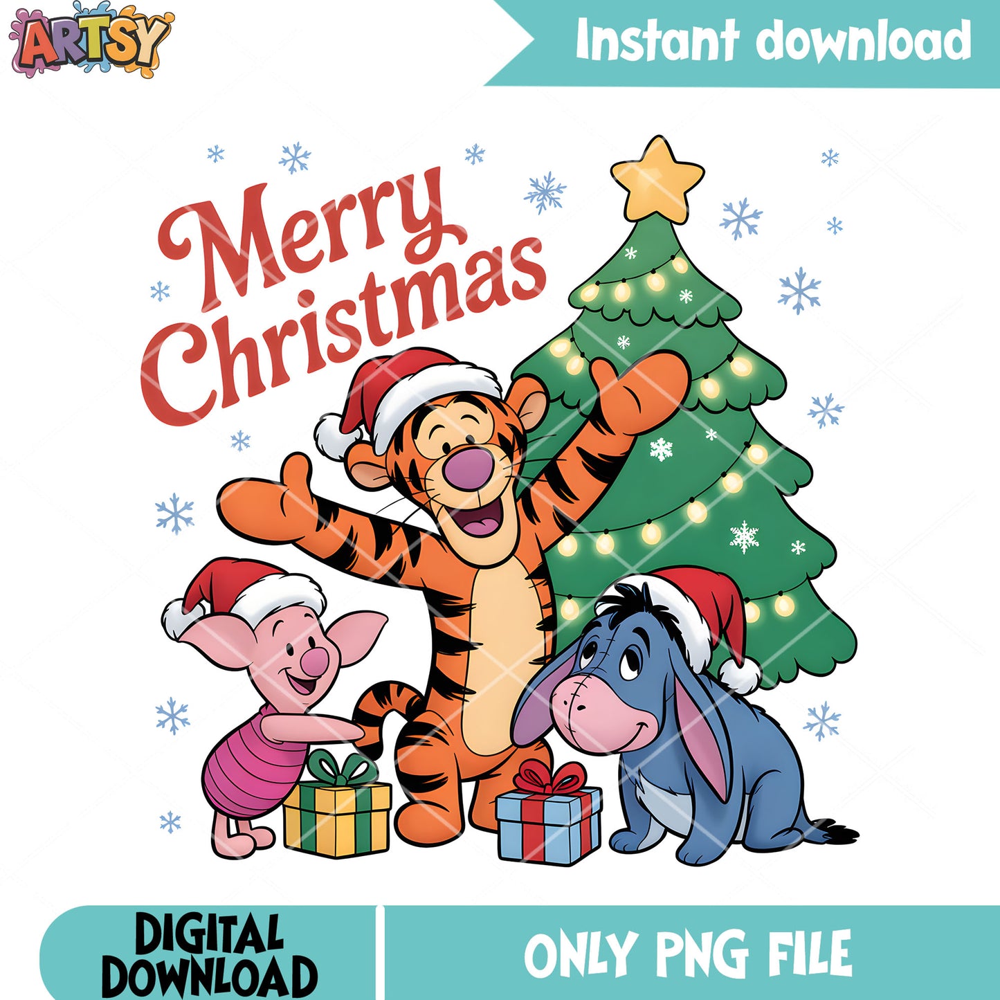 Christmas gifts pooh friends png, xmas vibes png, winnie the pooh png
