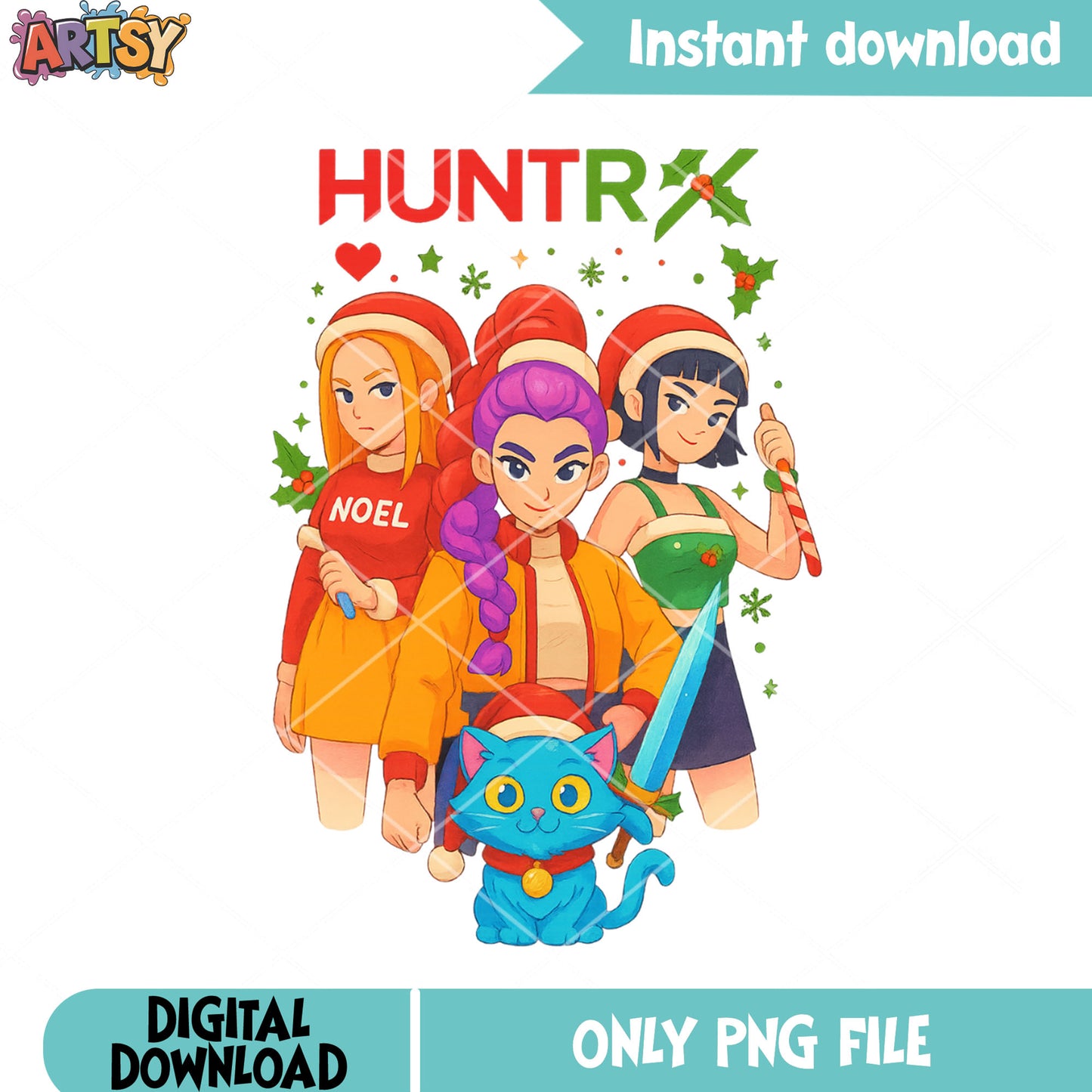 Christmas in kpop huntrix png, christmas png, kpop demon hunters png