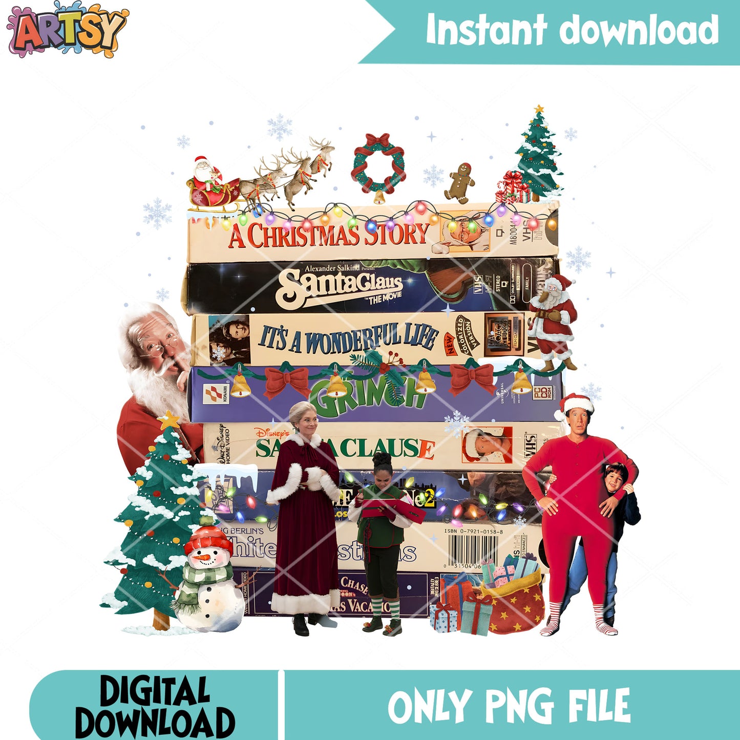 Christmas movie casstte png, a christmas story png, christmas cards png
