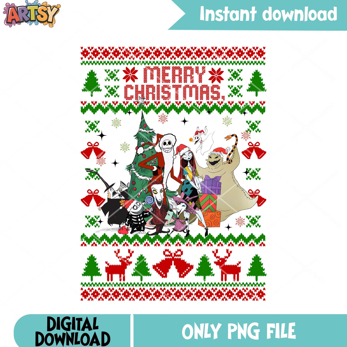 Christmas poster monster png, the night before christmas png, sally png