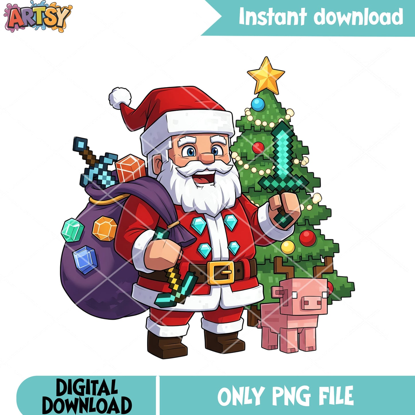 Christmas santa claus minecraft png, mojang png, santa claus png