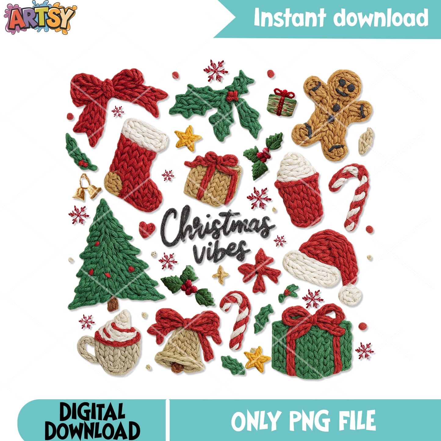 Christmas vibes png, jingle bell png, christmas decor png