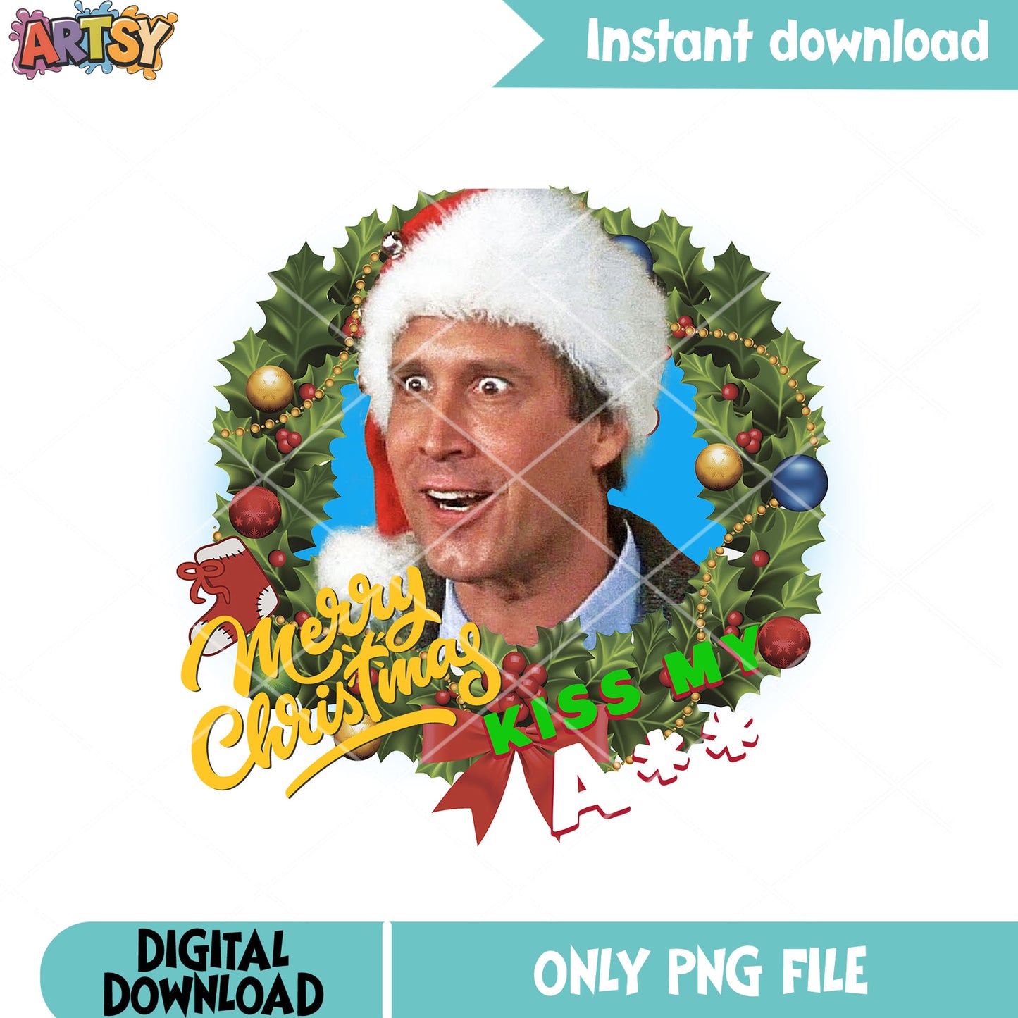 Clark griswold santa hat png, my a wreath png, christmas design png