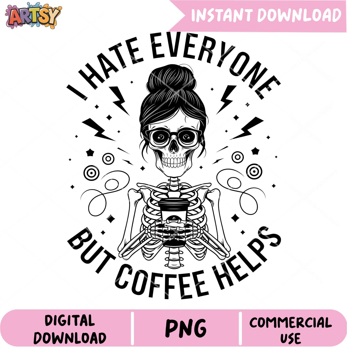 Coffee Lover Skeleton PNG Design