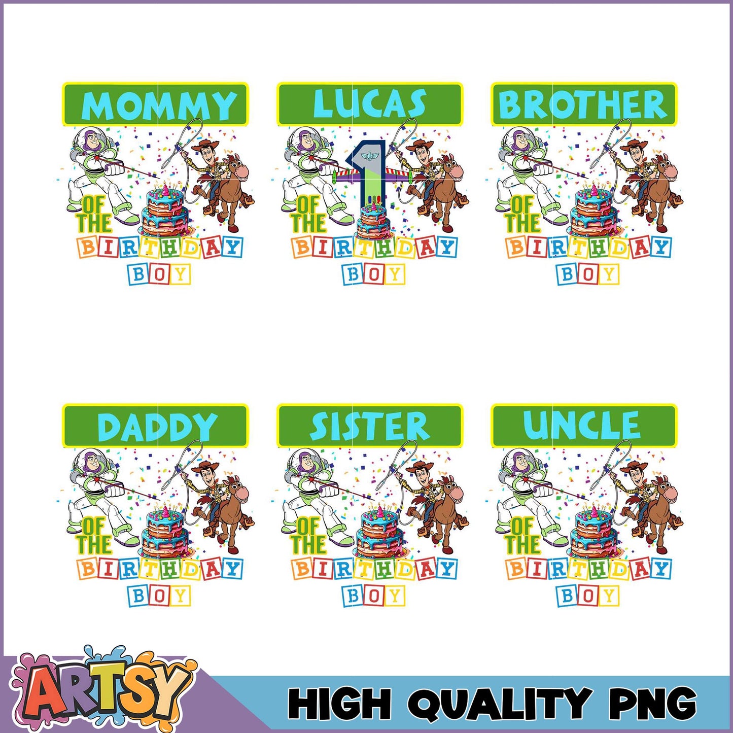 Colorful Birthday Boy PNG Bundle for Family Celebrations