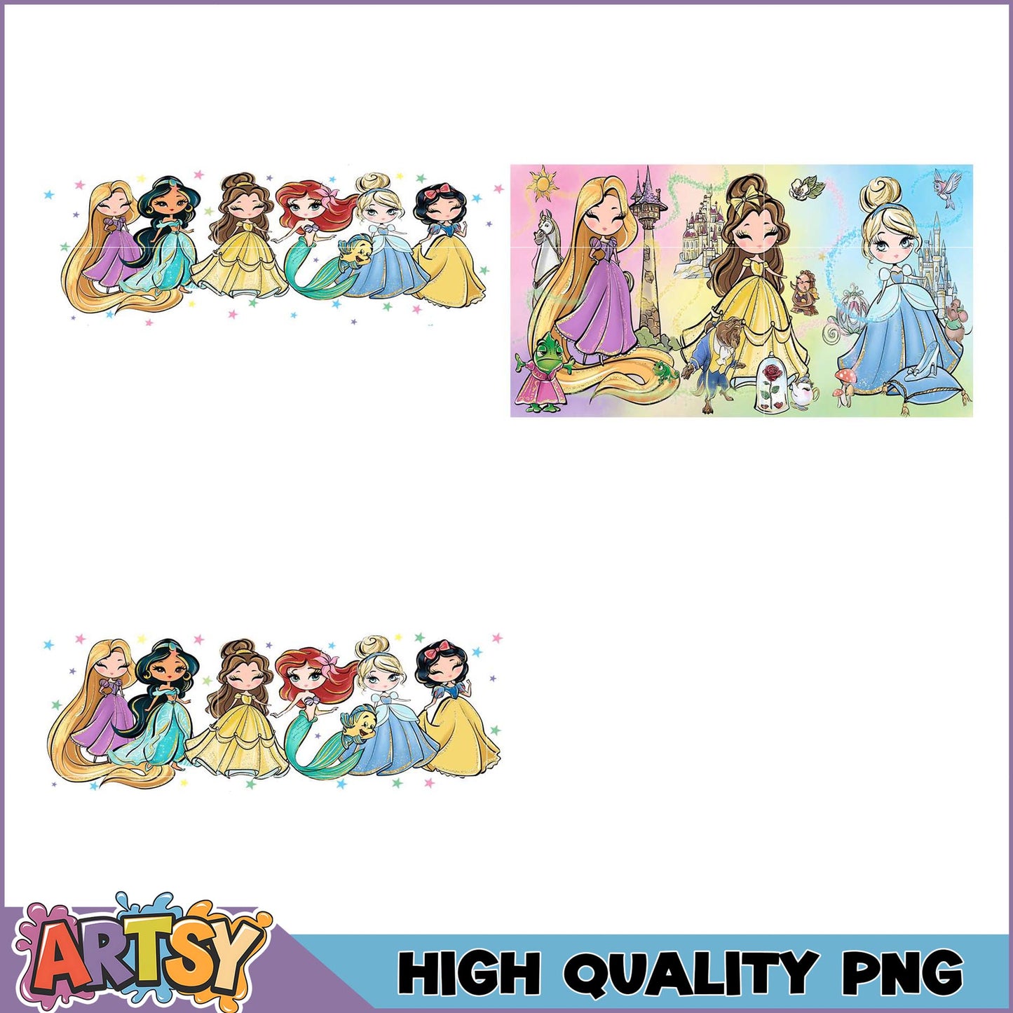 Colorful Princess PNG Bundle for Creative Projects