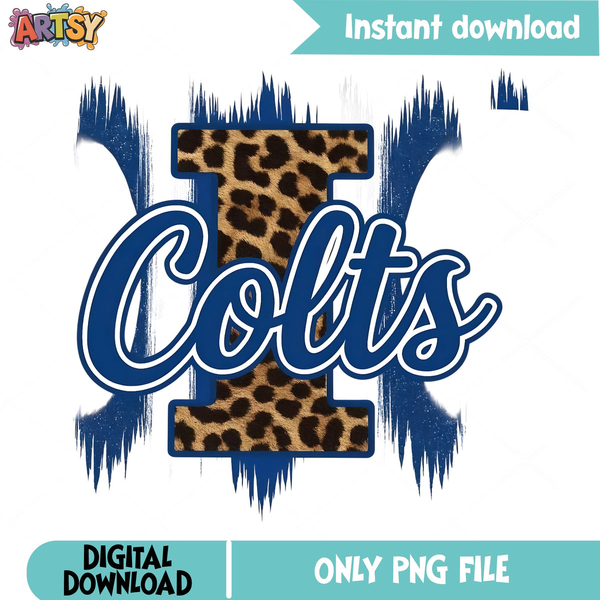 Colts Leopard Print PNG, Football Team Spirit PNG, Cheetah Letter PNG