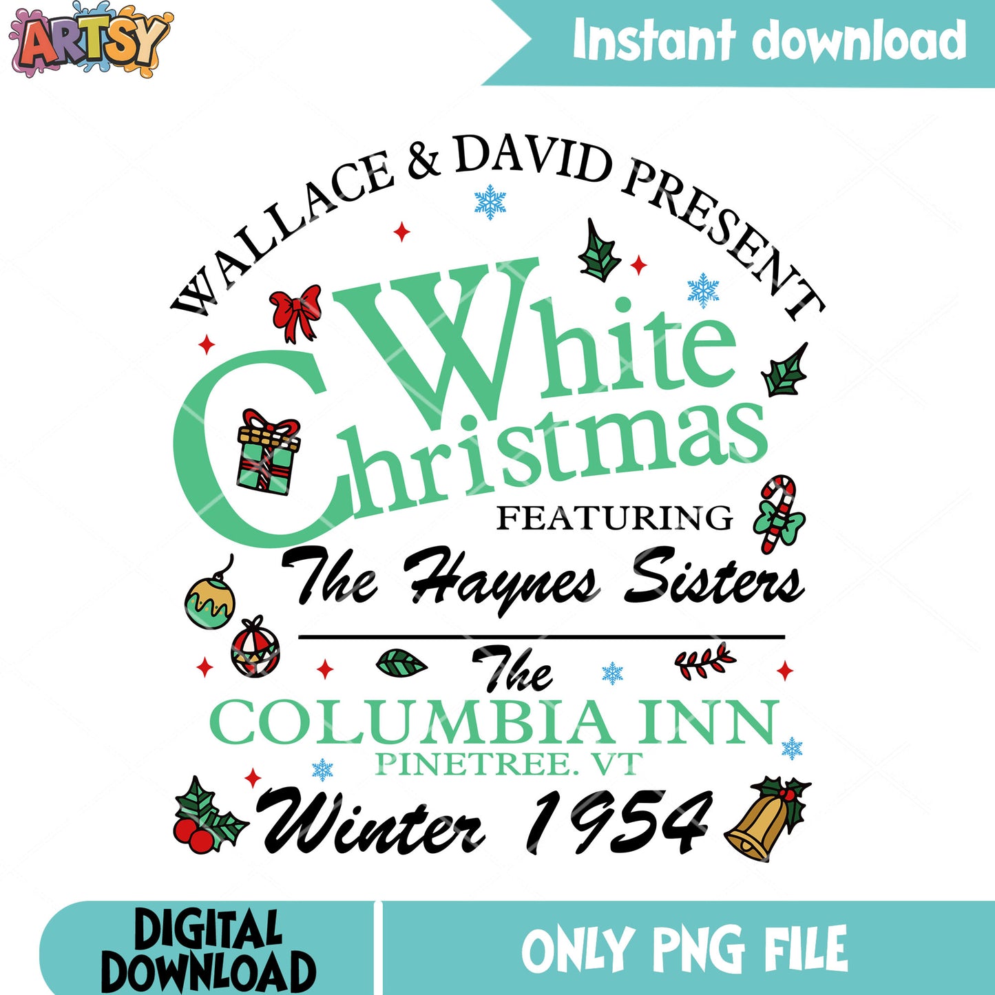 Columbia inn pinetree winter png, jingle bell png, christmas vibes png