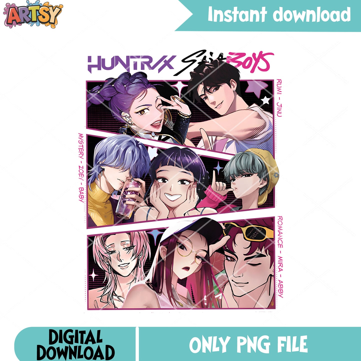 Comic kpop demon movie png, kpop demon hunters png, netflix png