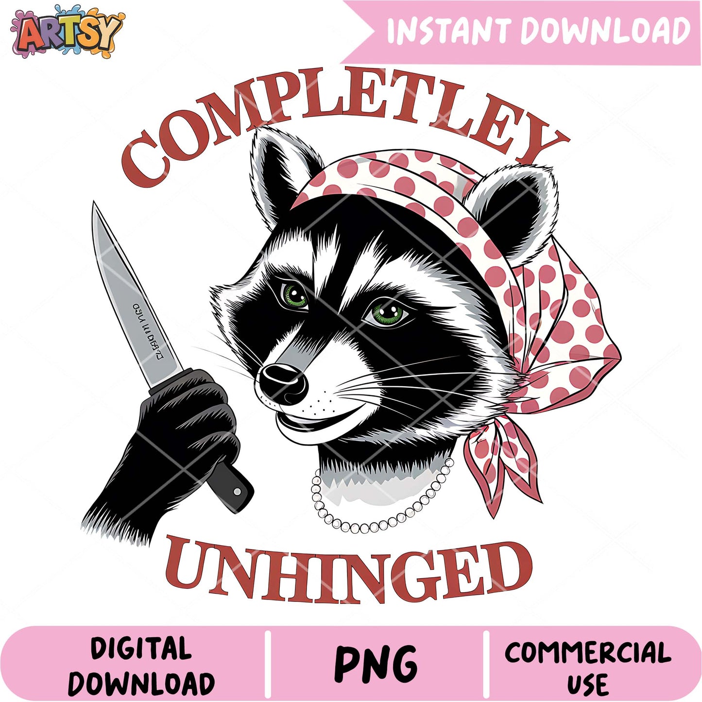 Completely Unhinged Raccoon PNG