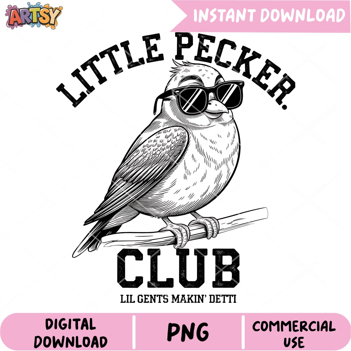 Cool Bird PNG Little Pecker Club Design