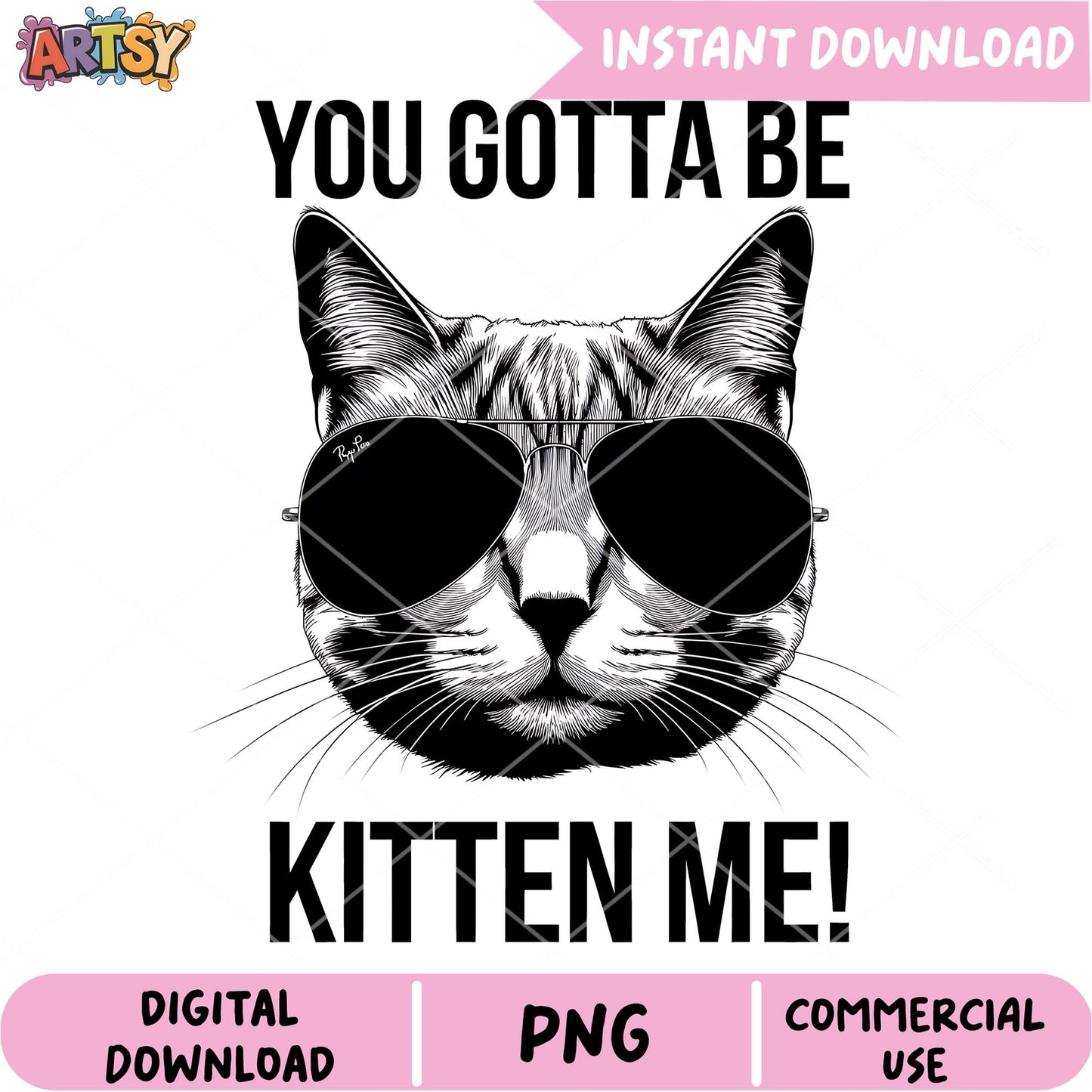 Cool Cat Sunglasses PNG Design