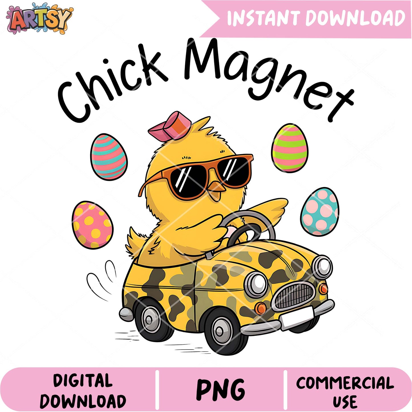 Cool Chick Magnet PNG Easter Design
