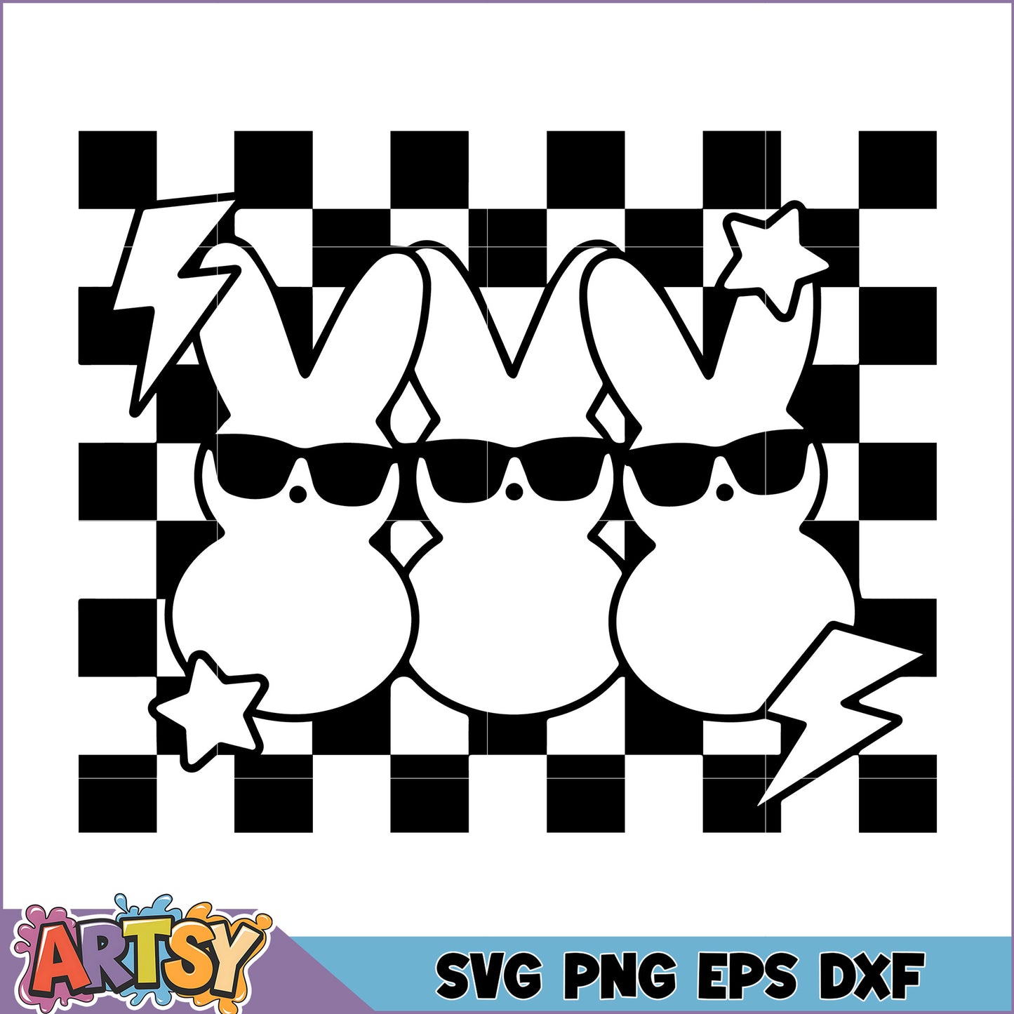 Cool Peeps SVG Checkered Background